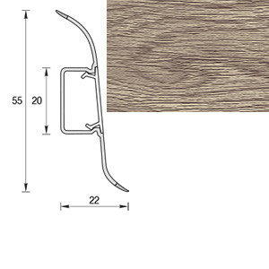 Плинтус &quot;Дуб мокко&quot;, кабель-канал, мягкий край, 55*2200мм