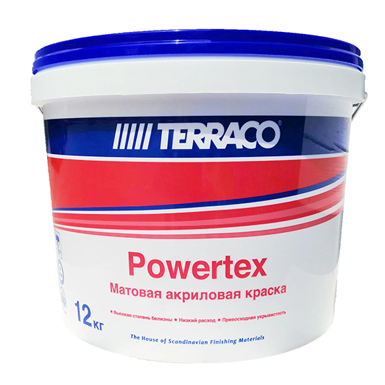 Краска акриловая для внутренних работ матовая "Повертекс", 12кг