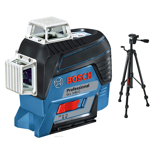 Нивелир лазерный "Bosch" GLL3-80С, IP54, дальность-120м. в диаметре, + штатив, 3165140888295