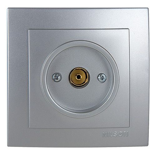 Механизм розетки "NILSON Touran" ТВ проходной, скрытой проводки, Серебро