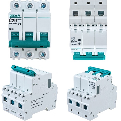 Автоматический выключатель ВА101 3Р 20А 4,5kA  "DEKraft"