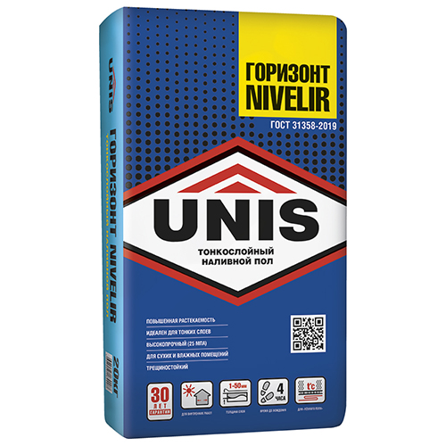 Ровнитель для пола "Юнис Горизонт Нивелир Финишный", 20кг