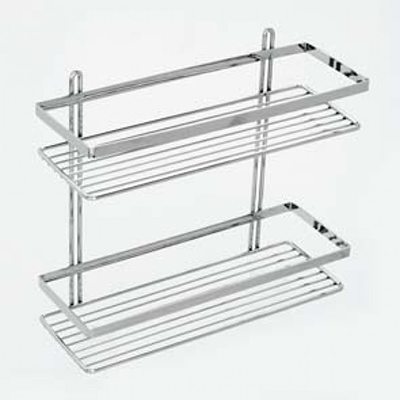 Полка &quot;Zalel&quot; решетка, 2-х ярусная, плоский борт, хром, 4261