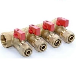 Коллектор с четырьмя шаровыми кранами, европейский стандарт, 3/4в*16*16*16*16*3/4н