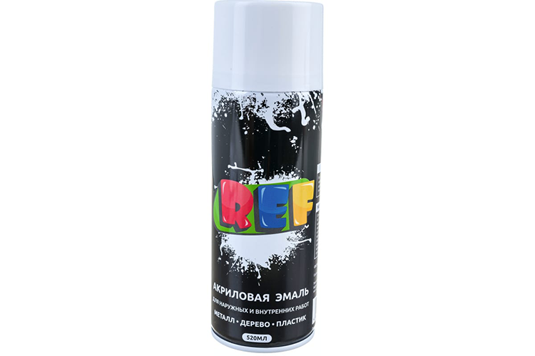 Эмаль аэрозольная белая матовая акриловая "REF", 520мл
