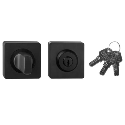 Завертка дверная с ключом "РЕНЦ К-02 BL", квадратная накладка, "Черный"