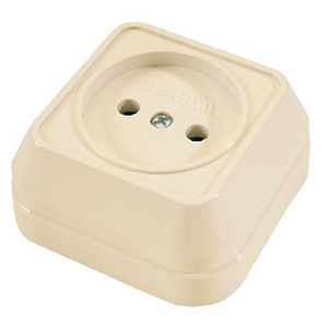 Розетка 1-ая без заземления, "Siva Ustu Makel", накладная, кремовая