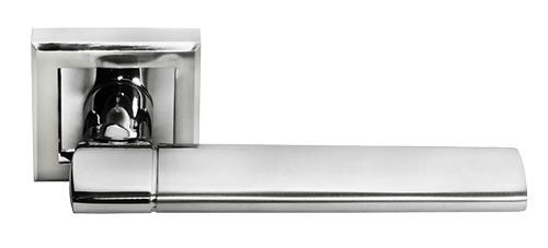 Ручка дверная "DIY MH-21 SC/CP-S", нажимная, квадратная накладка, "Матовый хром, хром"
