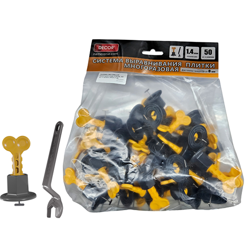 Система выравнивания плитки "Decor",1,4мм многоразовая +ключ , 50шт/уп