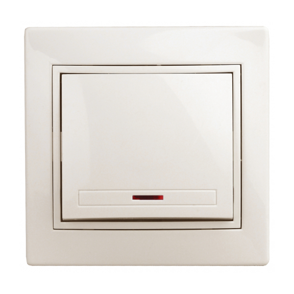 Выключатель 1-кл с подсветкой, "Plano Intro", скрытой проводки, слоновая кость
