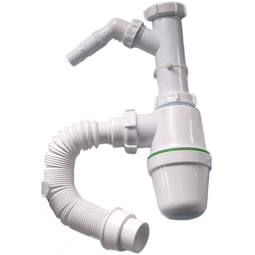 Сифон для раковины бутылочный без выпуска с отводом стиральной машины, 1.1/2"*40,с гофрой 40*40/50, "Aquattro", AQB1045