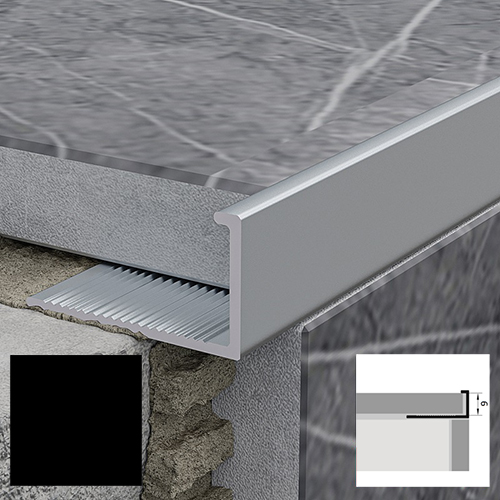 Профиль алюминиевый для плитки РП-АКП-04 2,7м, андонированный "Матовый черный"