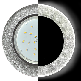 Светильник потолочный GX53 H4 5310 Glass Ecola Стекло Круг с подсветкой  хром - серебряный блеск 38x126 (к+)  [SS53RNECH.]