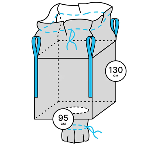 Мешок "Биг-Бэг" 95*95*130 4 стропы верх-сборка, низ-люк 1,5тн 160гр/м2
