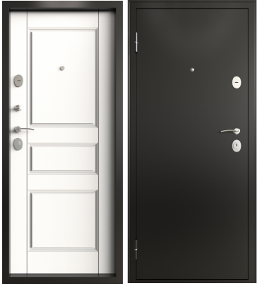 Дверь входная "Застава", 960*2050*72мм, левая, металл -"3Д сатин черный", МДФ "Матовая белая" Город Мастеров