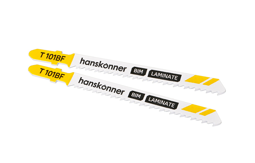 Пилки для лобзика по ламинату 2шт, H02-101BF T101BF (дер,пласт.,фибер.3-30мм) Hanskonner