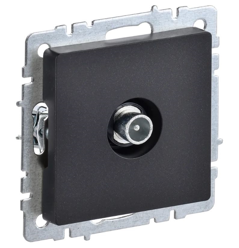 Розетка ТВ проходная &quot;BRITE&quot; с/п, механизм (без рамки), черн. IEK