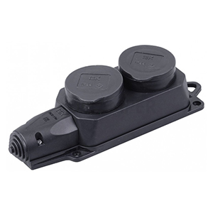 Розетка каучуковая, двухместная с защитными крышками, 1ф 16А, РБ32-1-0м, Омега IP44 "ИЭК"