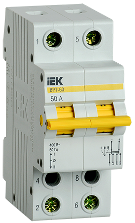 Выключатель-разъединитель трехпозиционный ВРТ-63, 2Р 50А "ИЭК