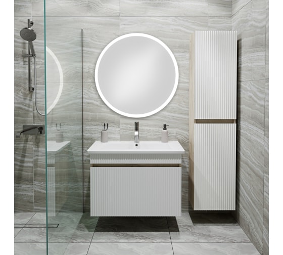 Тумба &quot;Модена 75&quot; крафтовый дуб с умывальником Оскар 75, подвесная