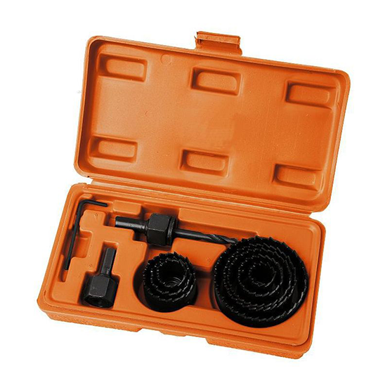 Набор коронок "Bohrer" по дереву d: 19; 22; 29; 32; 38; 44; 51;  64мм, державка со сверлом; ключ, 11 предметов