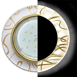 Светильник потолочный GX53 H4 5310 Glass Ecola Стекло Круг с подсветкой  золото - золото на белом 38x126 (к+)  [SG53RNECH.]