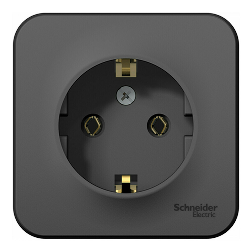 Евророзетка 1-ая 16А, с/з о/п (изол.пластина), BLANKA антрацит