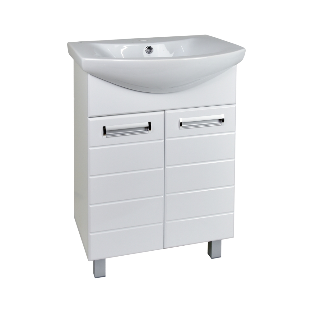 Тумба "Doratiz Вега 60", 600*480*820мм, 2 ящика, белая с умывальником "Балтика 60"