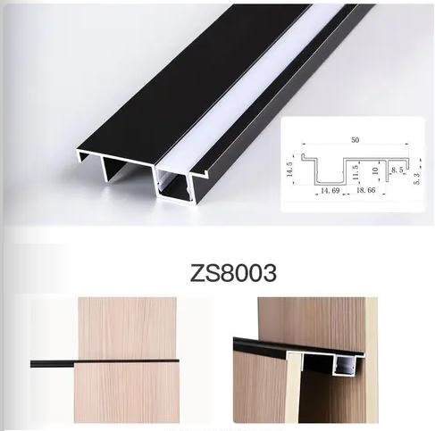 Профиль для фальш стены (подсветка вверх) - ZS8003, черный, 3м