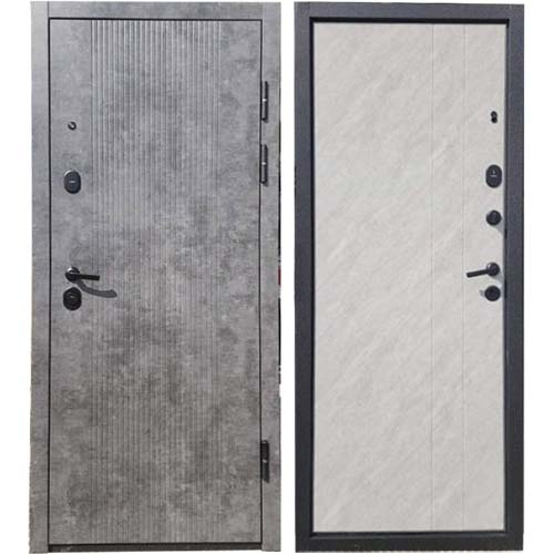 Дверь входная "Гелиос", 960*2050*85мм, правая,МДФ  "Бетон темный/Мрамор серый" Прим Восток