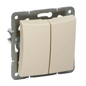 Выключатель 2-кл, "Дуэт Lexel", скрытой проводки, без рамки, кремовый