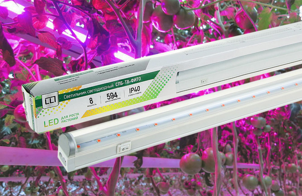 Светильник светодиод. "IN HOME" СПБ-Т5-Фито для роста растений 10Вт, 220В, 570мм