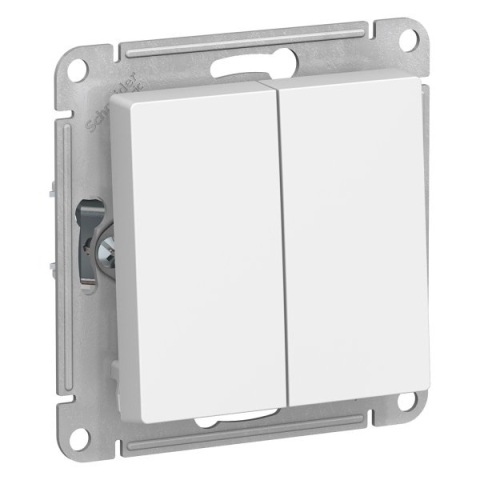 Выключатель 2-кл. с/п, механизм (без рамки), ATLASDESIGN белый