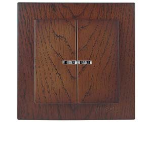 Выключатель "NILSON Touran" двухклавишный с подсветкой, скрытой проводки, Орех