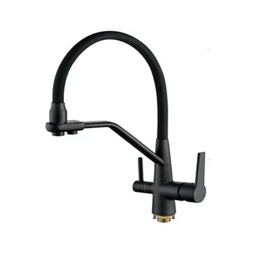 Смеситель &quot;Aloute&quot; одноручковый для кухни &quot;A60613H-2&quot;, с подключением к фильтру, черный матовый, с подводкой