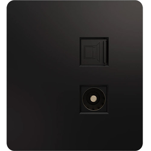 Розетка ТВ + компьютерная RJ45 кат6, с/п, ROUND оникс