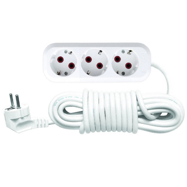 Удлинитель, 3 розетки с заземлением, длина 10м У10-002
