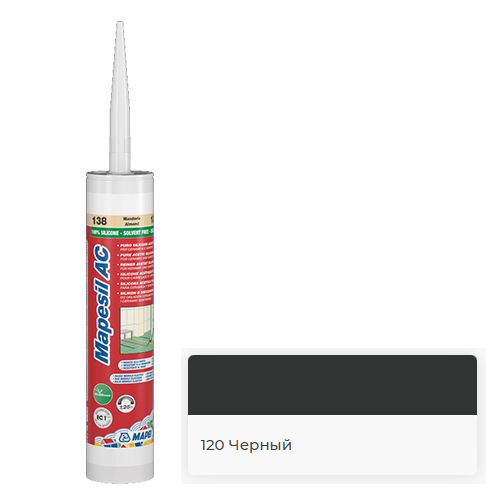 Герметик однокомпонентный силиконовый "Mapesil AC 120", 310мл, черный