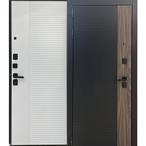 Дверь входная"Симфония",960*2050*110мм,левая,металл, 2 МДФ- "Кварц черный/мокка",МДФ "Белый матовый"