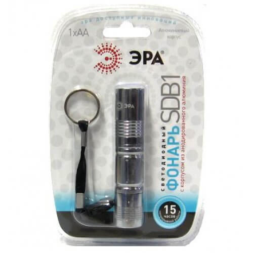 Фонарь ЭРА SDB1 1x0,5 LED, 1xAA, алюминиевый, блистер