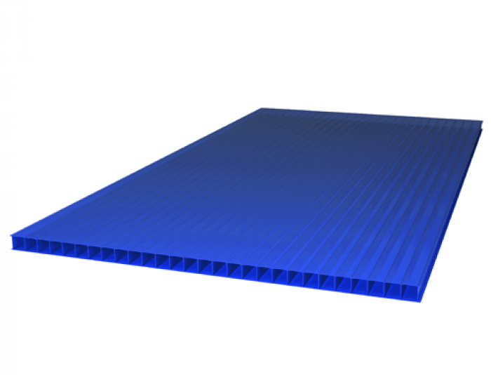 Сотовый поликарбонат 6000*2100*08мм, синий 0,9кг/м2 ТУ (отклонение по длине +/- 5мм на 1м, но не более 50мм)