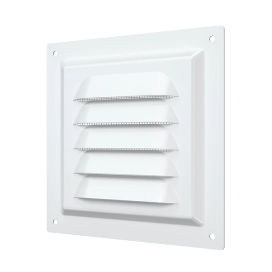 Решетка металлическая вентиляционная 125*125, с сеткой, белая