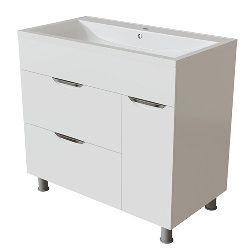 Тумба "Этьен 90", 900*450*840мм, белая с умывальником Нелли 90