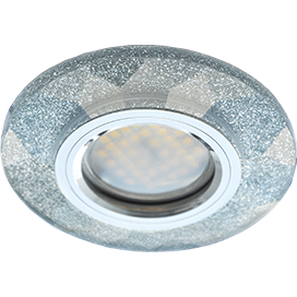 Светильник потолочный встраив. MR16 GU5.3, "Glass Ecola DL1654" встр. стекло круг Серебр.блеск / Хром 25x90мм