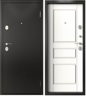 Дверь входная "Застава", 960*2050*72мм, правая, металл -"3Д сатин черный", МДФ "Матовая белая" Город Мастеров
