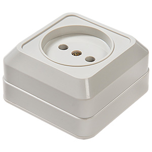 Розетка 1-ая "IN HOME Bolleto" без заземления, накладная, белая, 7022