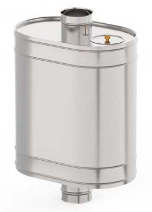 Бак на трубе для печи раструб D-115*115, 0,5мм, 50л, нержавейка, штуцер 3/4