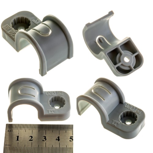 Крепеж-скоба 20мм одностороняя, атмосферостойкая, серая в п/э "Промрукав"