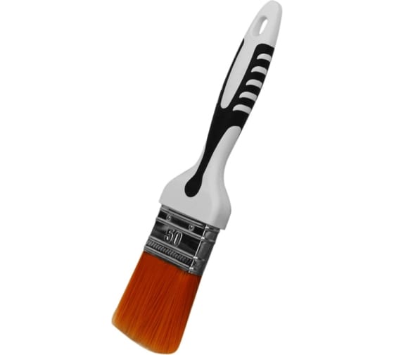 Кисть 50*15мм плоская, ультрамягкий синтетический ворс, 2К прорезиненная ручка, DECOR