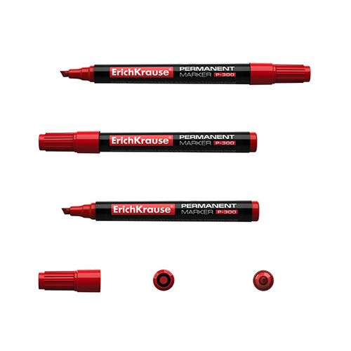 Маркер перманентный красный скошенный P300